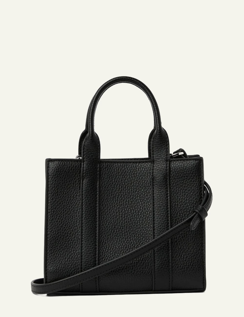 Karl Lagerfeld mini black faux leather tote bag with Rue St-Guillaume embroidered logo back