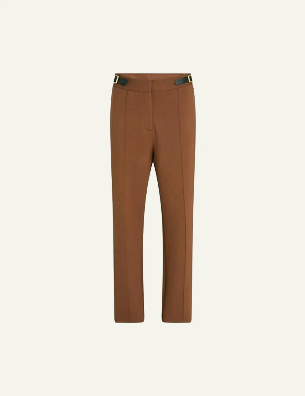 Karl Lagerfeld pants brown straight fit buckle waist front flat view