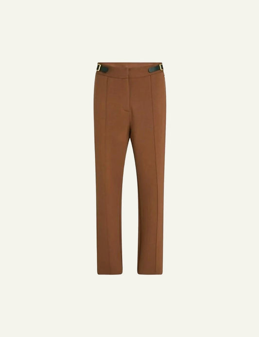 Karl Lagerfeld pants brown straight fit buckle waist front flat view
