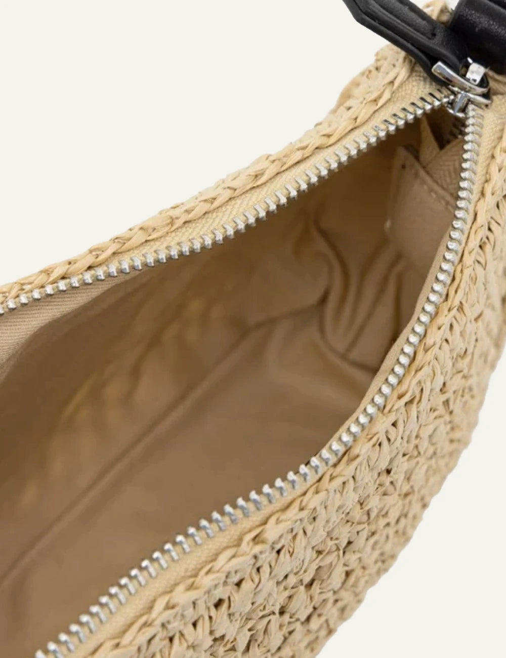 Karl Lagerfeld pouch beige woven clutch Karl logo wrist strap top view
