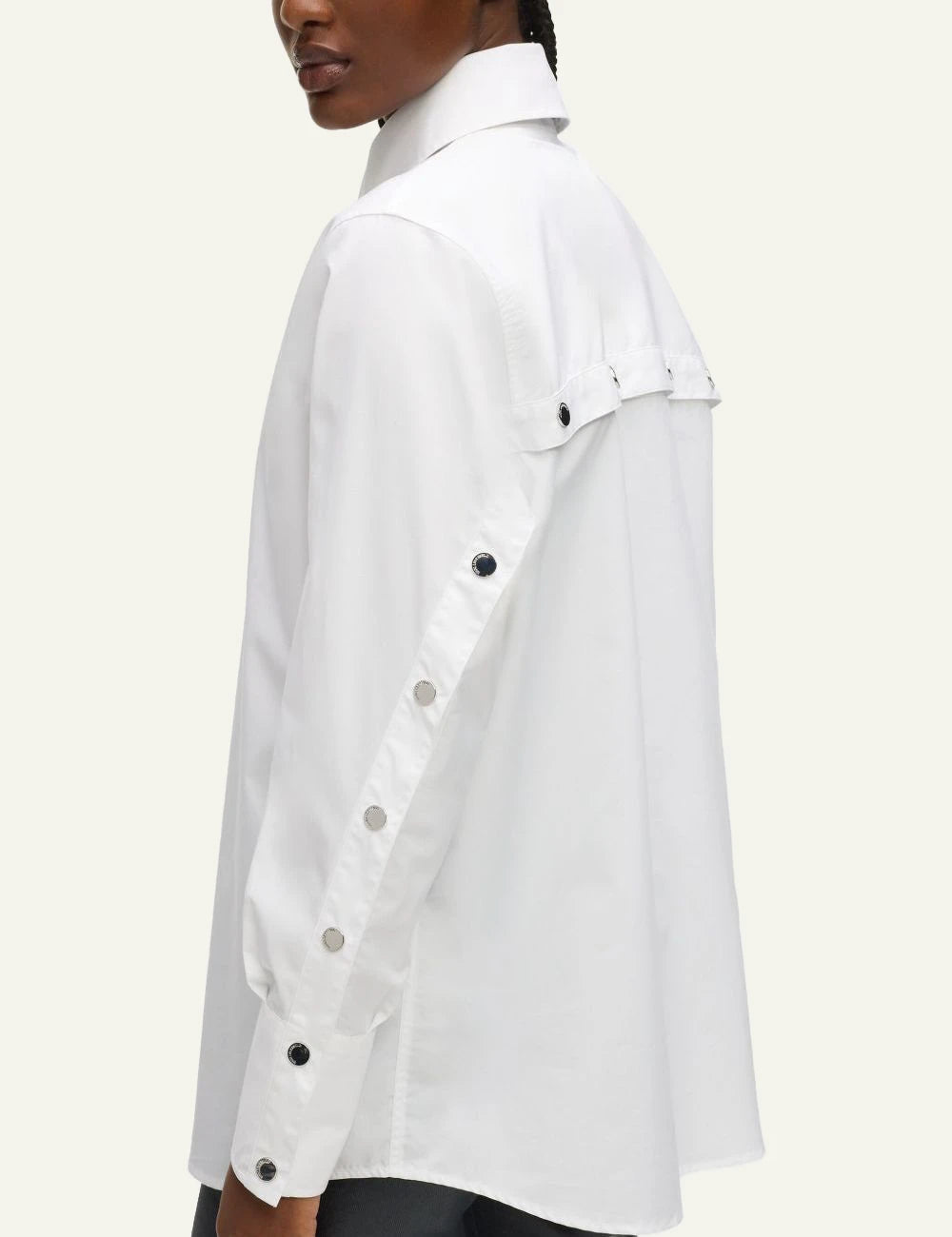 Karl Lagerfeld white organic cotton shirt with press studs side view