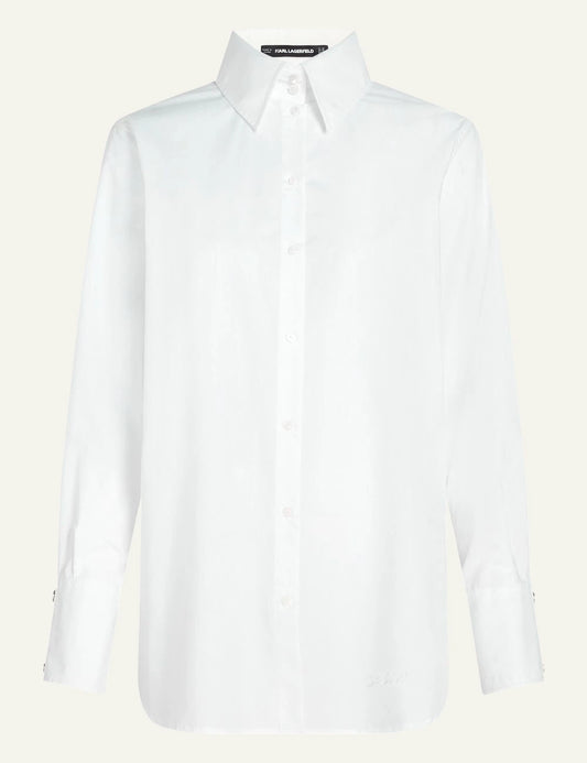 Karl Lagerfeld white organic cotton shirt with press studs front flat view