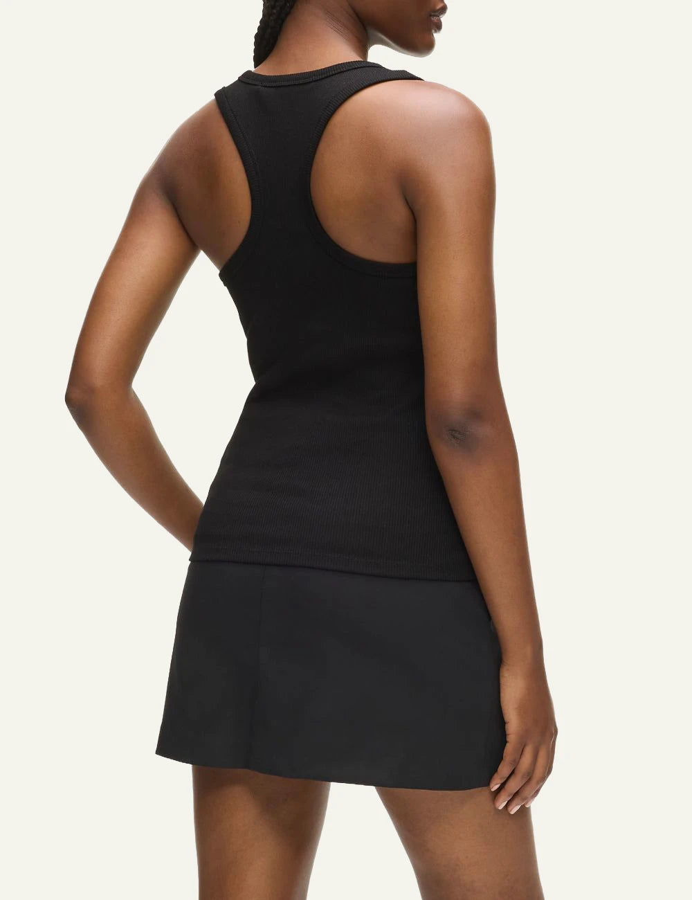 Karl Lagerfeld ribbed tank top black racer back me autograph logo back view