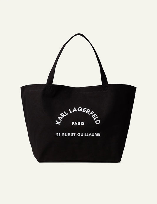 Karl Lagerfeld Rue St Guillaume canvas shopper black logo front view
