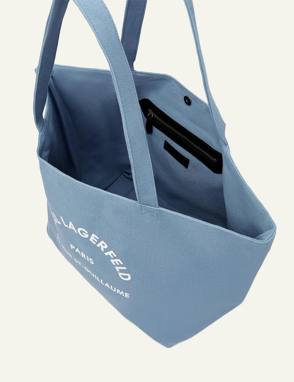 Karl Lagerfeld Rue St Guillaume canvas shopper blue bloom logo front top view