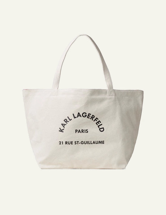 Karl Lagerfeld Rue St Guillaume canvas shopper natural logo front view
