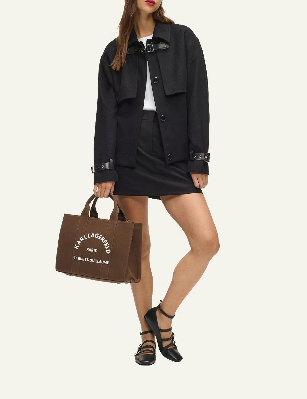 Karl Lagerfeld Rue St Guillaume Tote Brown Model Carry