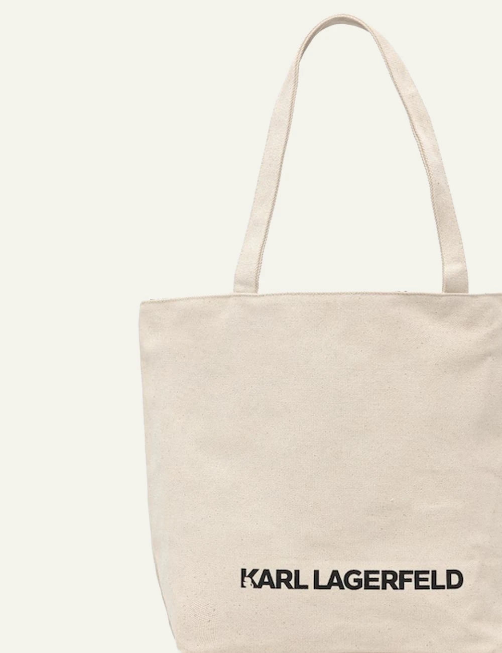 Karl Lagerfeld shopper bag beige tropical print canvas tote back