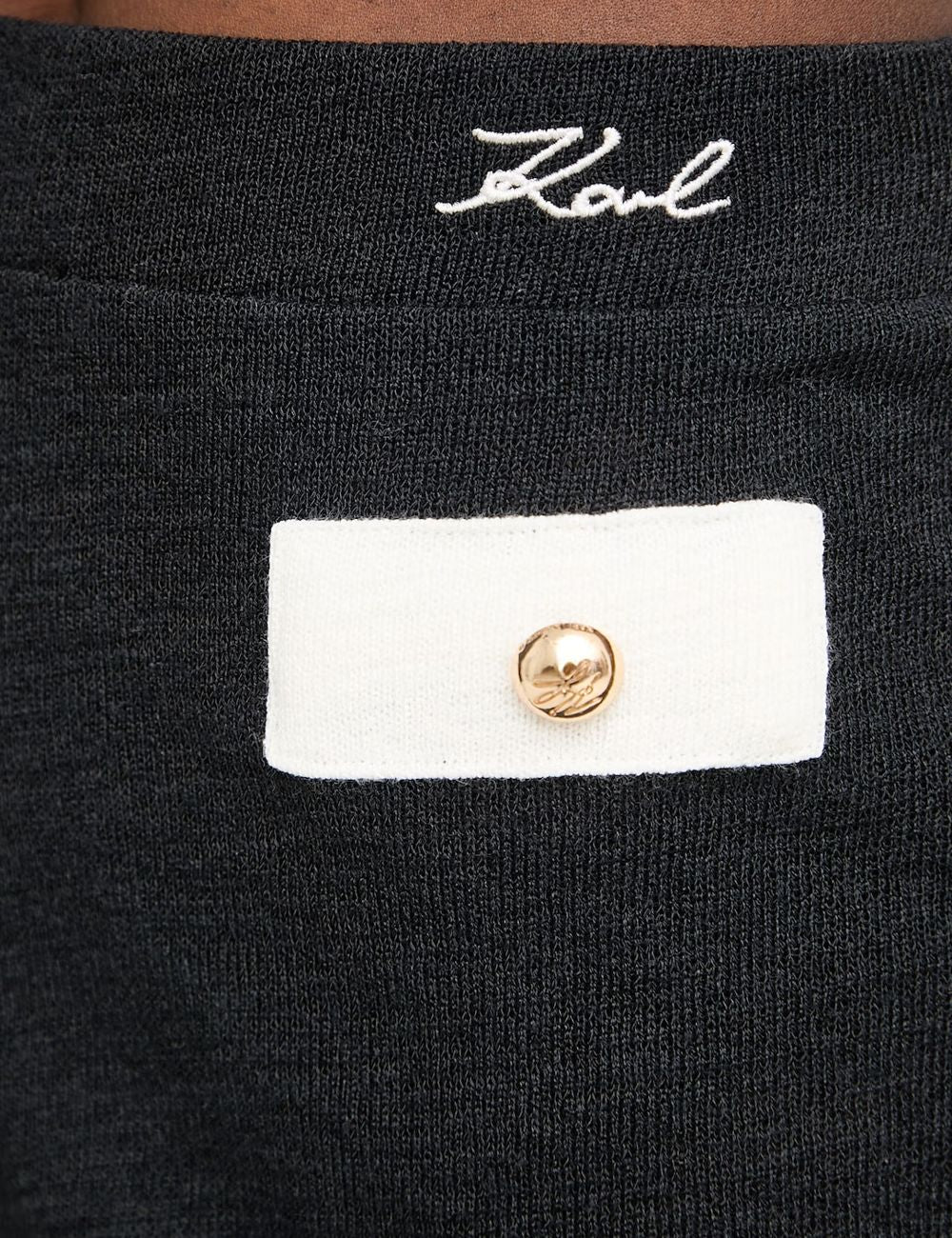 Karl Lagerfeld signature shorts black high waist contrast pocket detail front detailview