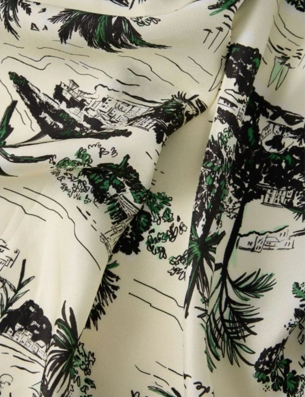 Karl Lagerfeld signature vacance silk scarf black white tropical print detail