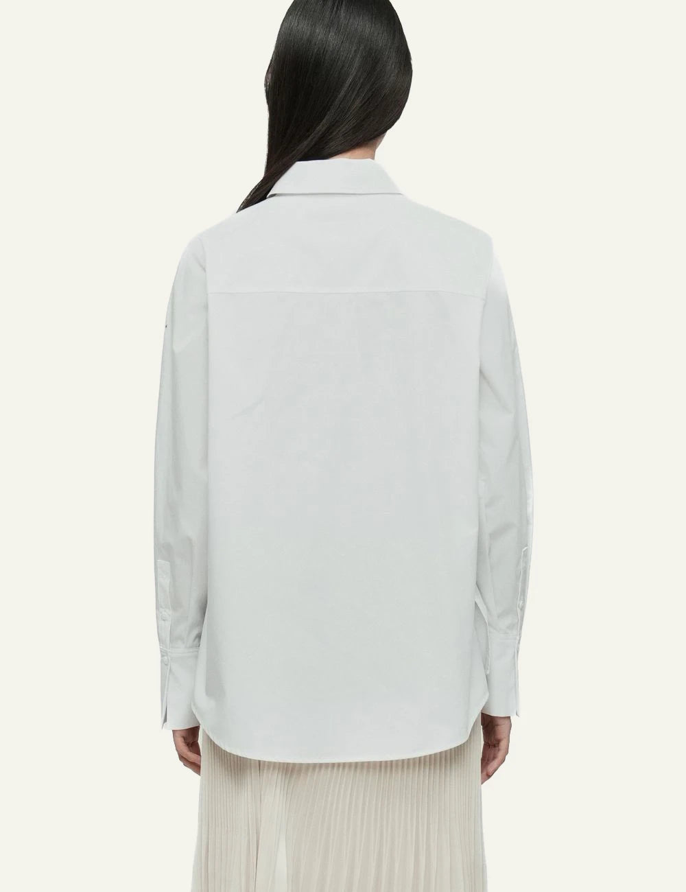 Karl Lagerfeld white poplin shirt me gold snap buttons KARL lettering back view