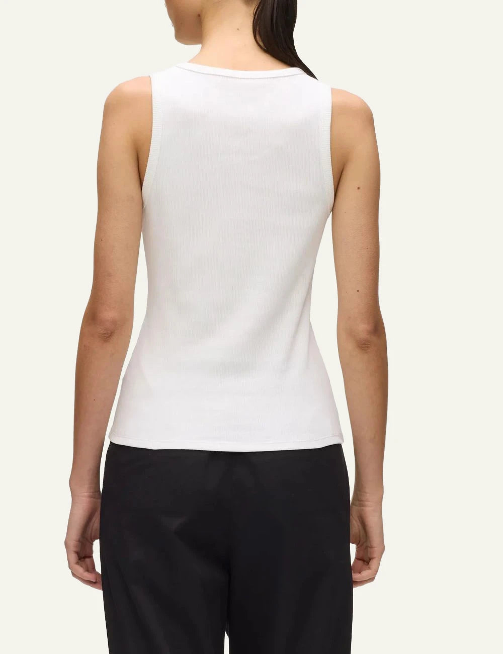Karl Lagerfeld white rib tank top with signature embroidery back
