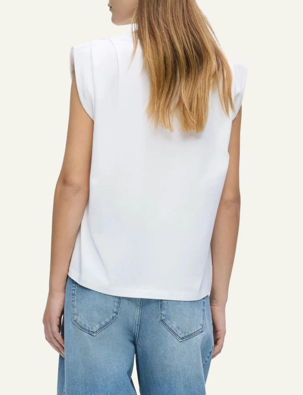 Karl Lagerfeld white sleeveless organic cotton T-shirt with Rue St-Guillaume chest print back