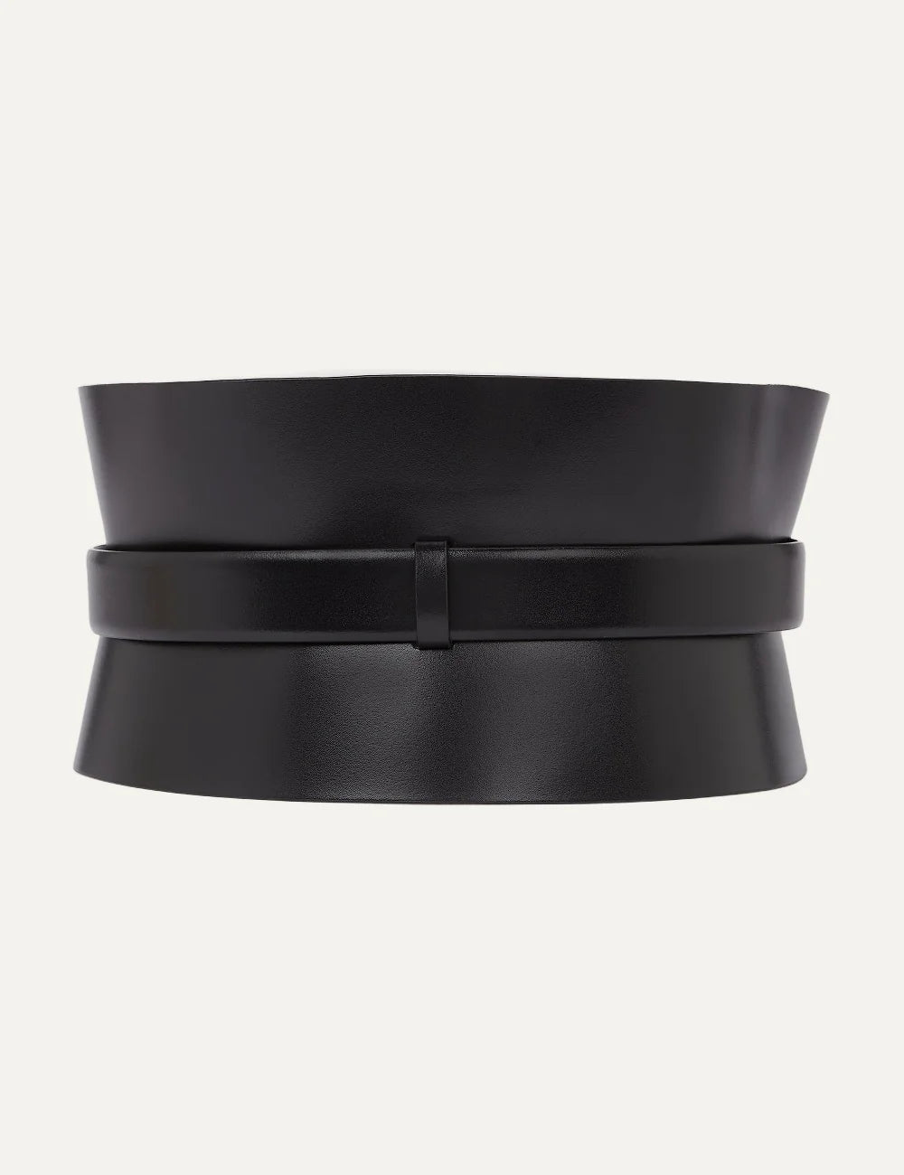 Karl Lagerfeld women black corset waist belt with silver logo buckle back