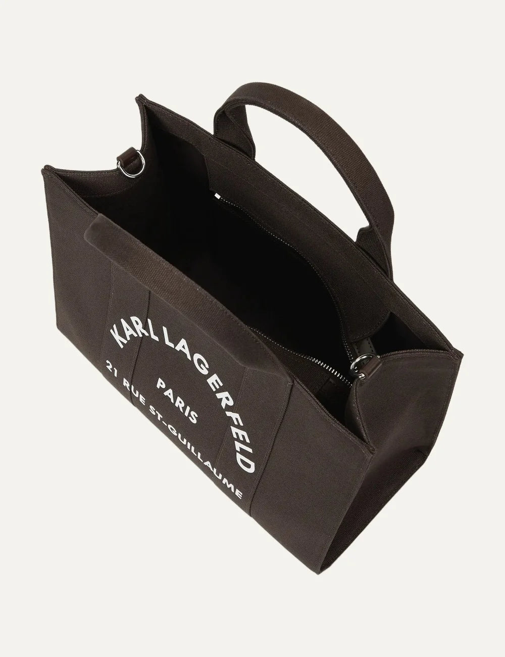 Karl Lagerfeld women brown tote bag with Rue St-Guillaume logo and adjustable shoulder strap top