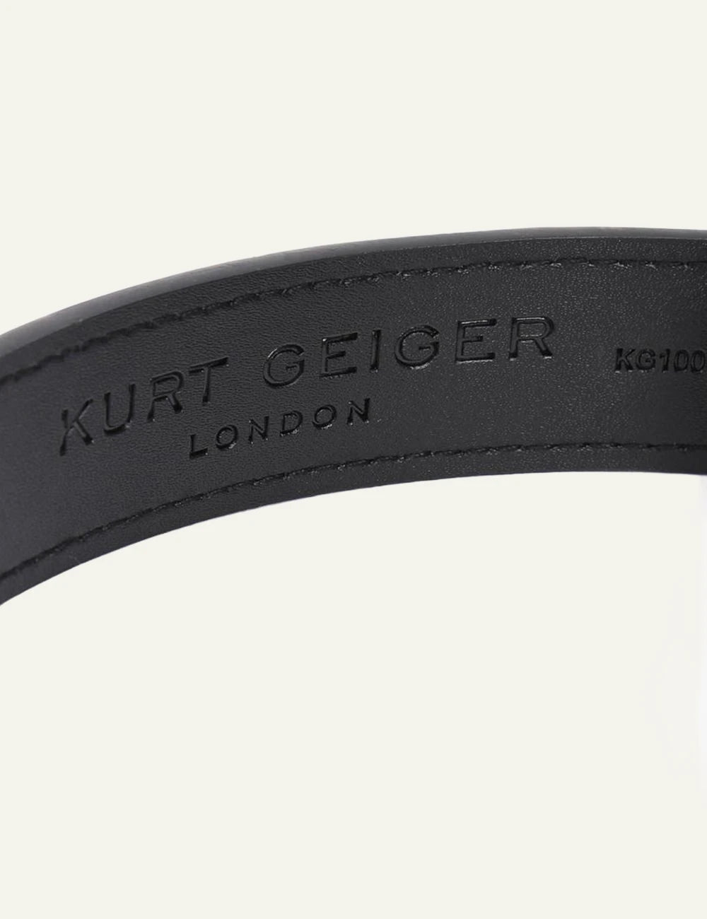 Kurt Geiger London black leather belt logo interior