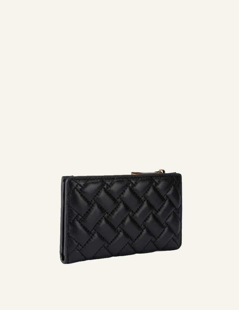 Women's Kurt Geiger black leather quilted wallet with Eagle Head logo back view