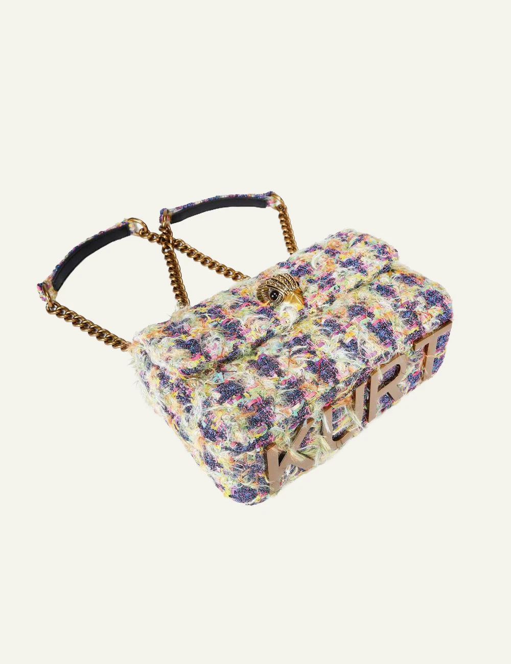 Kurt Geiger Kensington tweed bag front flat view