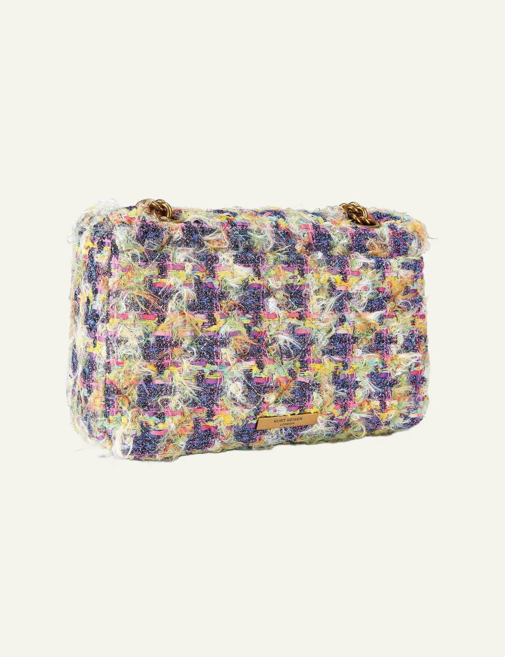 Kurt Geiger Kensington tweed bag back view multicolor fabric