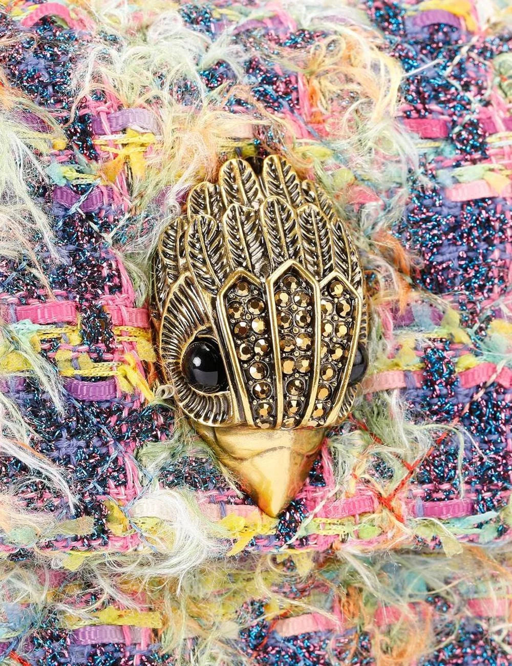 Kurt Geiger eagle head clasp detail tweed fabric bag