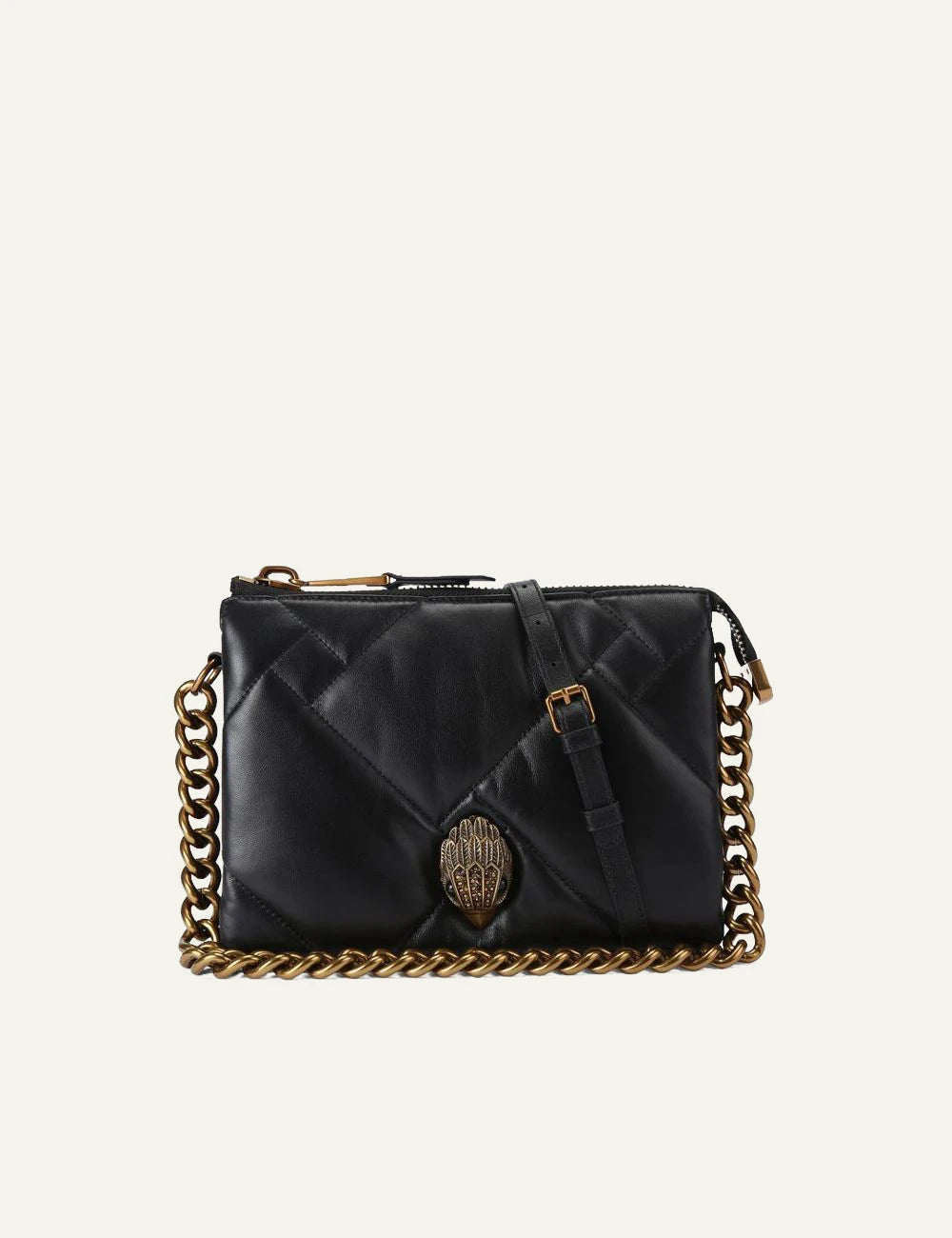 Women's Kurt Geiger Kensington Puff 3 Pouch black leather shoulder bag product shot