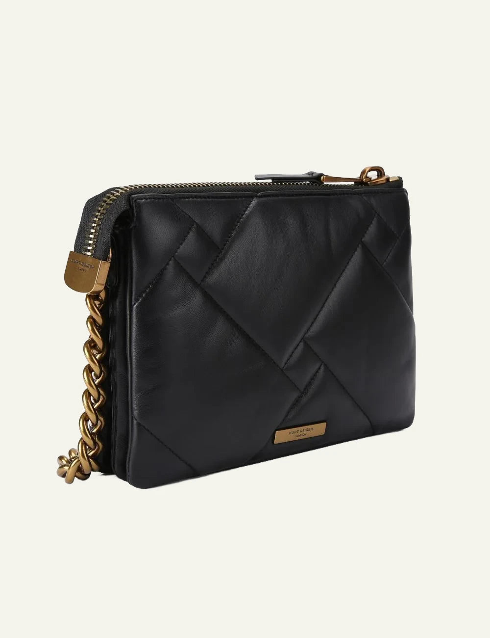 Women's Kurt Geiger Kensington Puff 3 Pouch black leather shoulder bag back view
