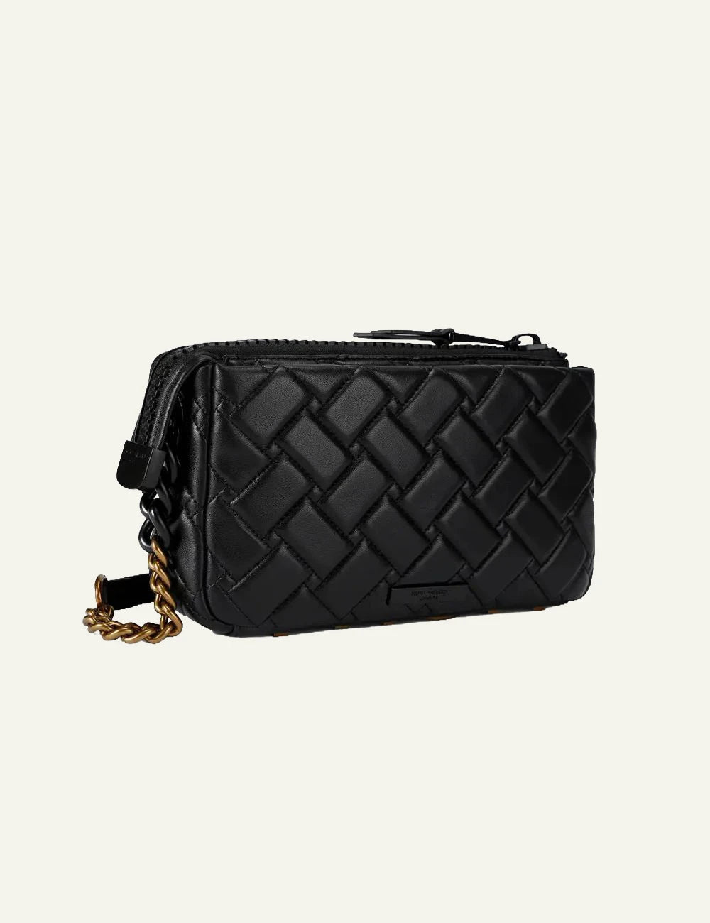 Women's Kurt Geiger black quilted leather shoulder bag back view