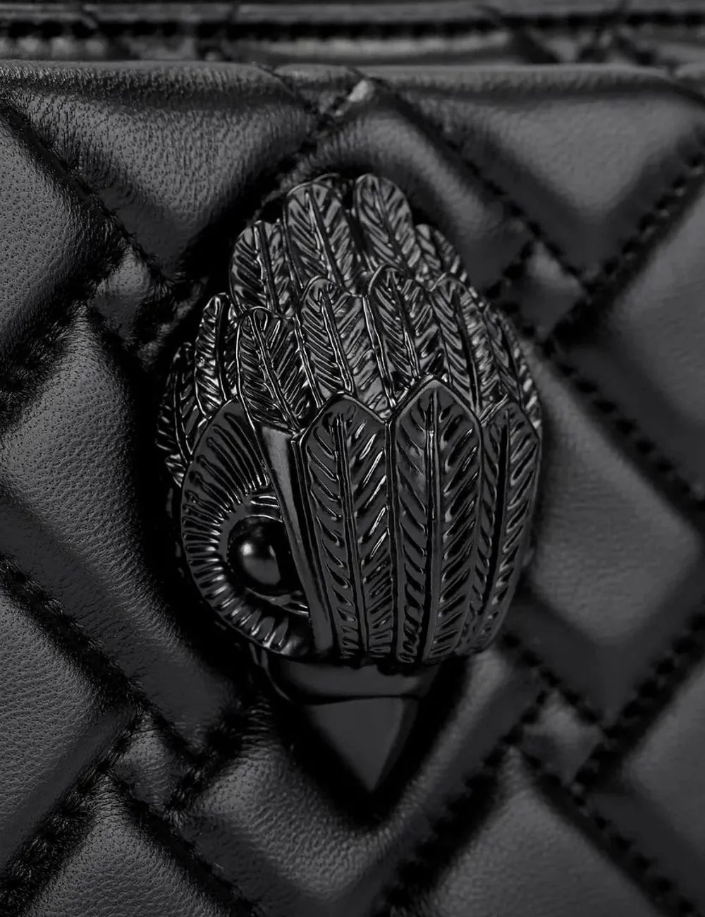 Women's Kurt Geiger black quilted leather shoulder bag head logo details