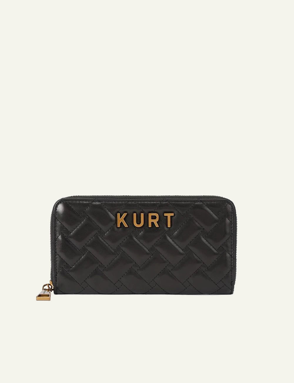 Γυναικείο Kurt Geiger Kensington zip around wallet black quilted leather front view