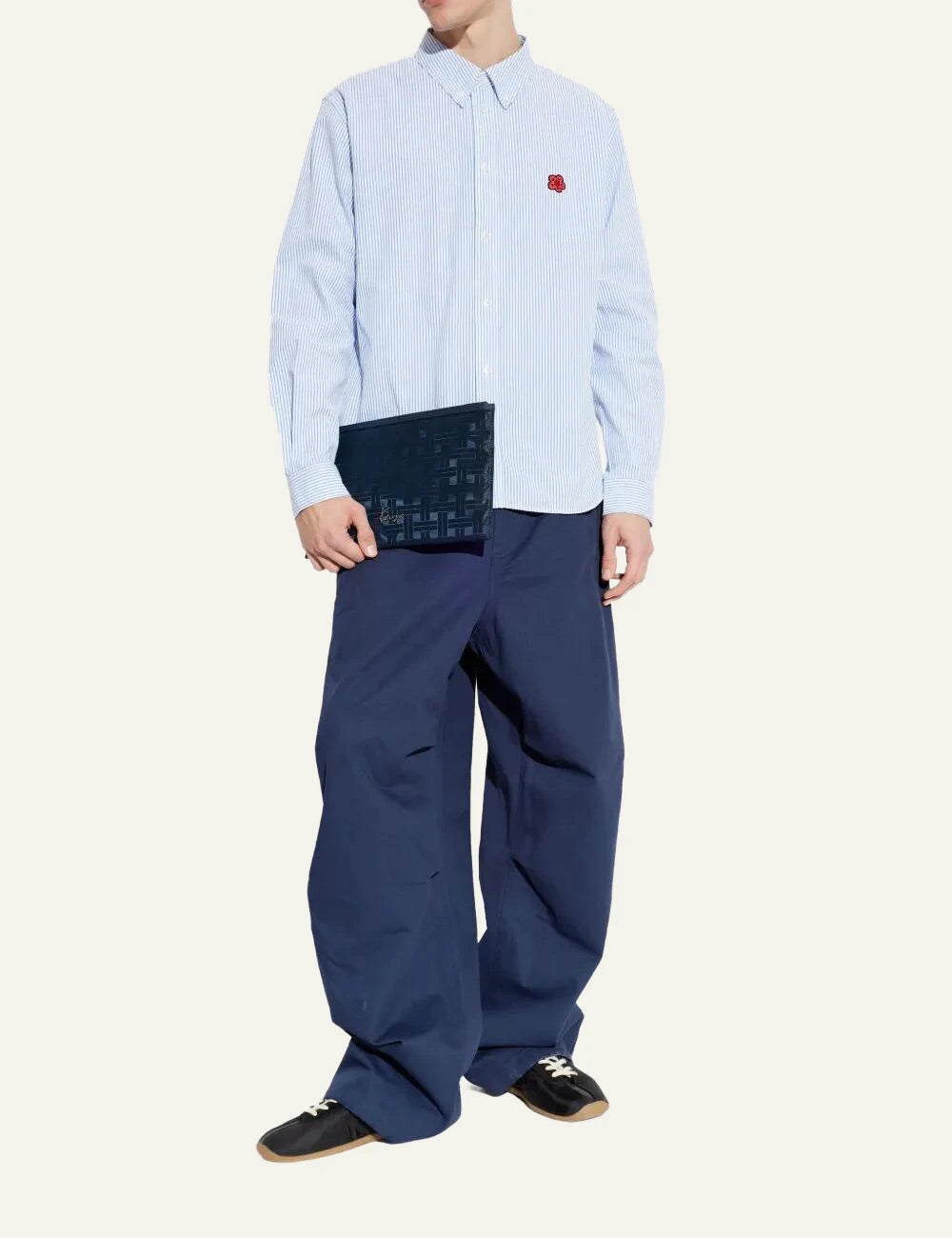 Kenzo boke flower shirt blue striped front full body view