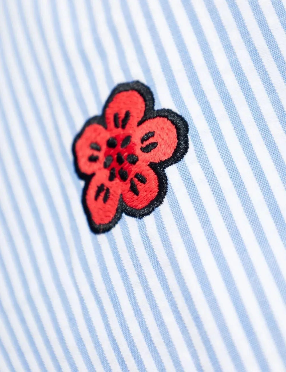 Kenzo boke flower shirt blue striped front logo view