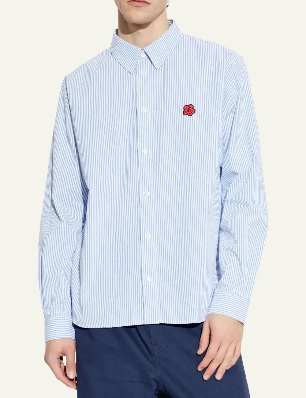 Kenzo boke flower shirt blue striped front model view
