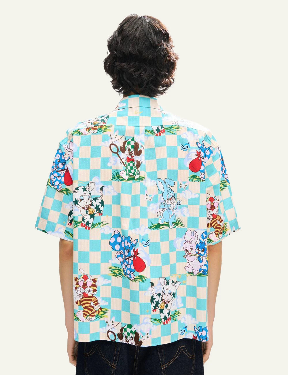 Kenzo cartoon hawaiian shirt multicolor print back view