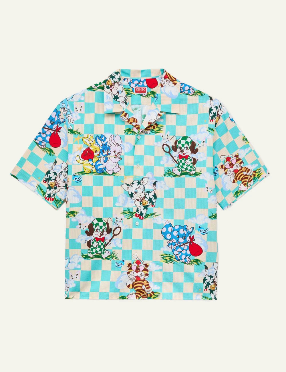 Kenzo cartoon hawaiian shirt multicolor print front view