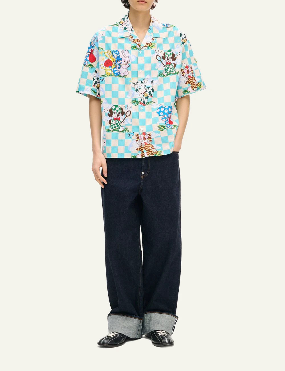Kenzo cartoon hawaiian shirt multicolor print front full body view