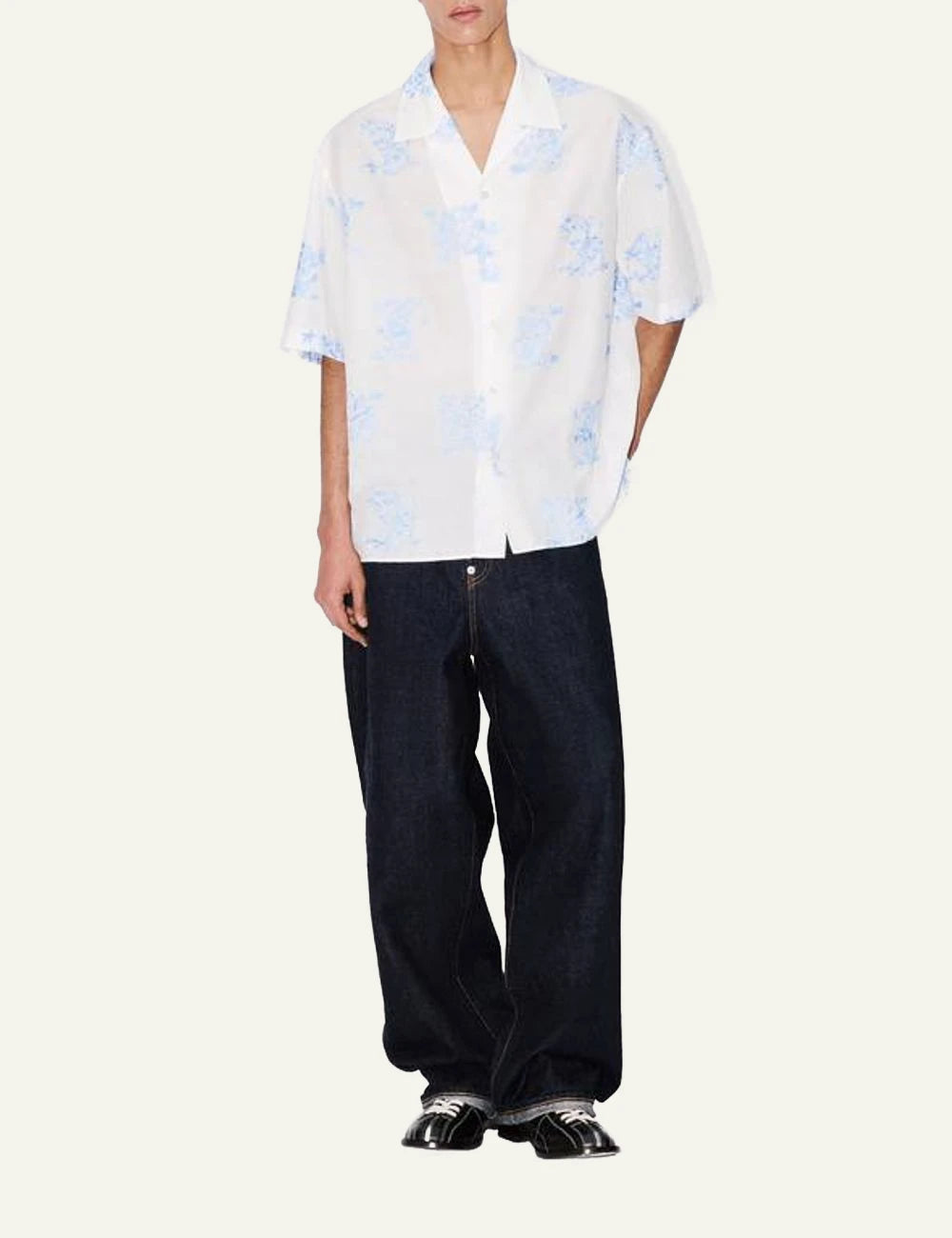 Kenzo Cartoon hawaiian shirt white blue full outfit styling