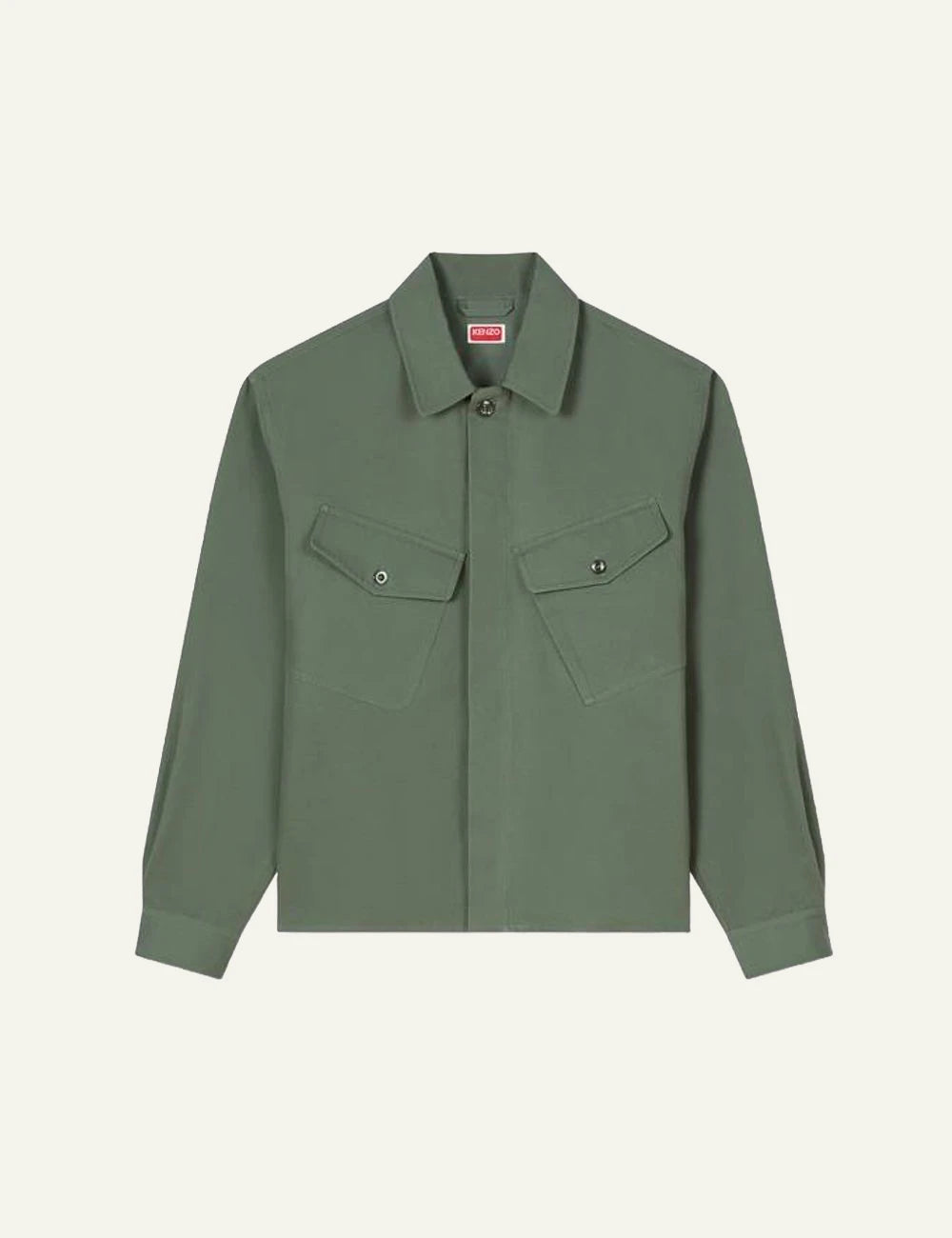 Kenzo cotton overshirt dark khaki front view