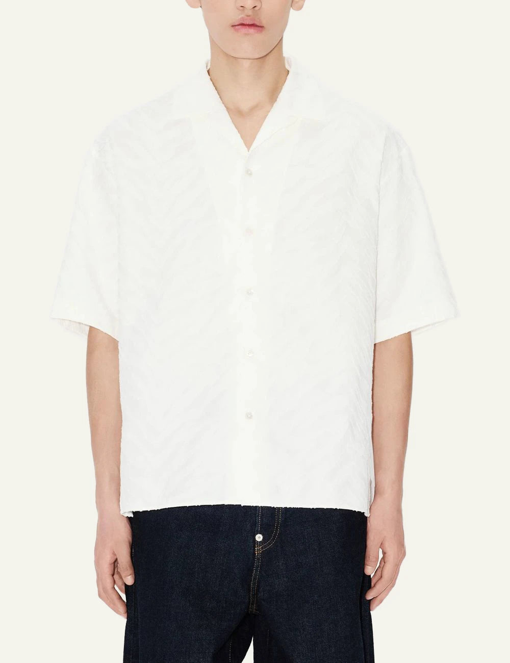 Kenzo tiger hawaiian shirt white jacquard front model view