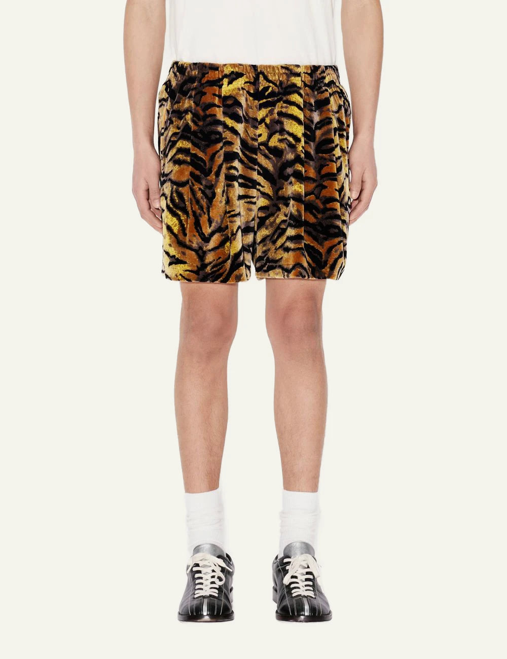 Kenzo tiger shorts velvet jacquard print front model view