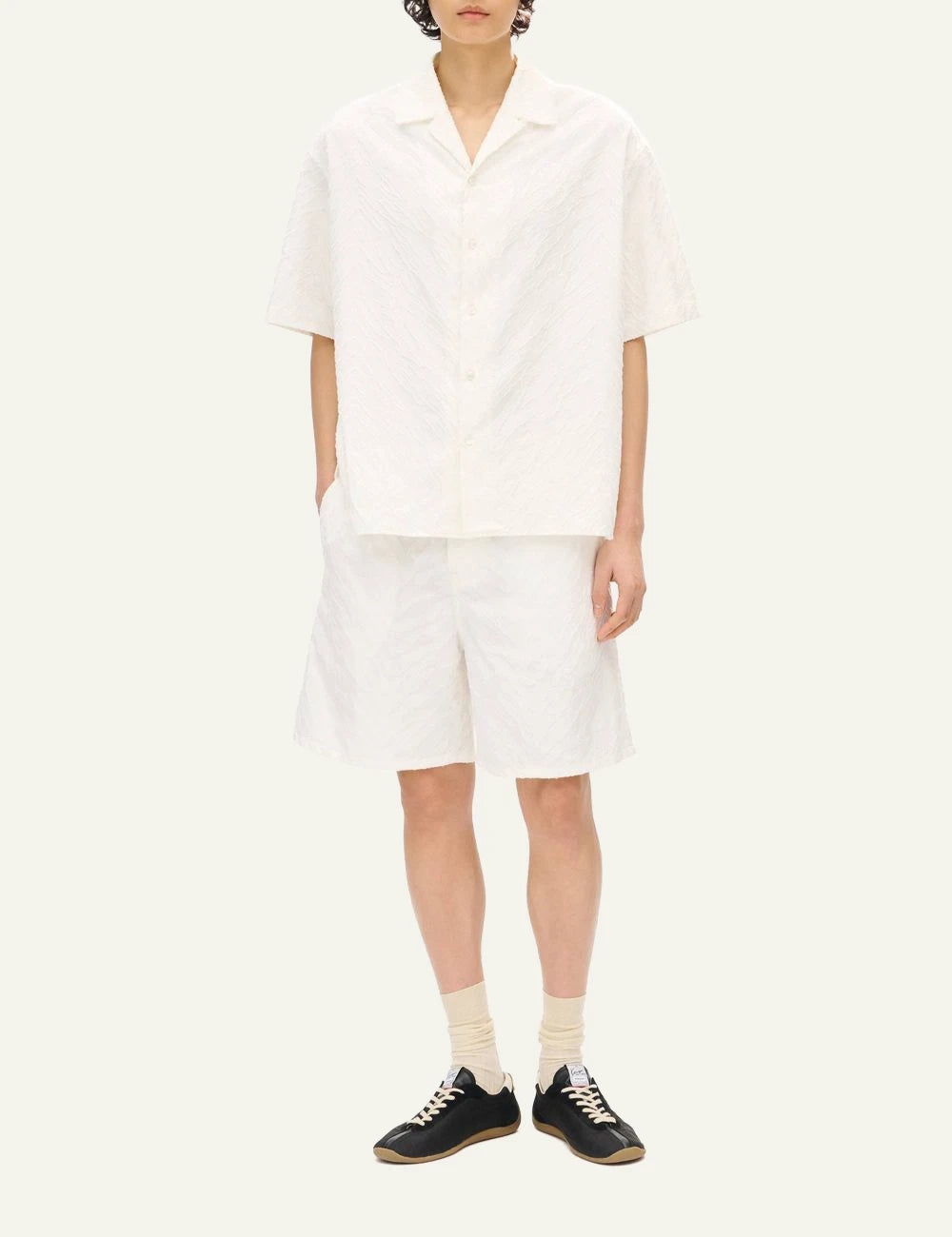 Kenzo tiger shorts white jacquard front full body view