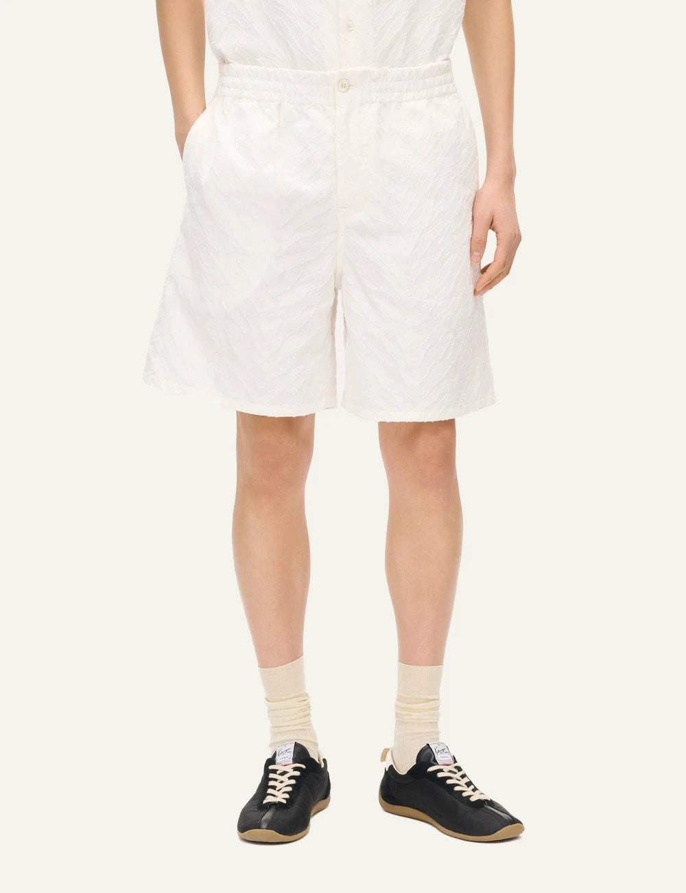 Kenzo tiger shorts white jacquard front model view