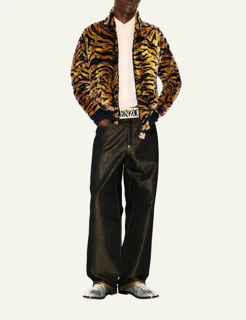 Kenzo tiger track jacket velvet jacquard front full body view