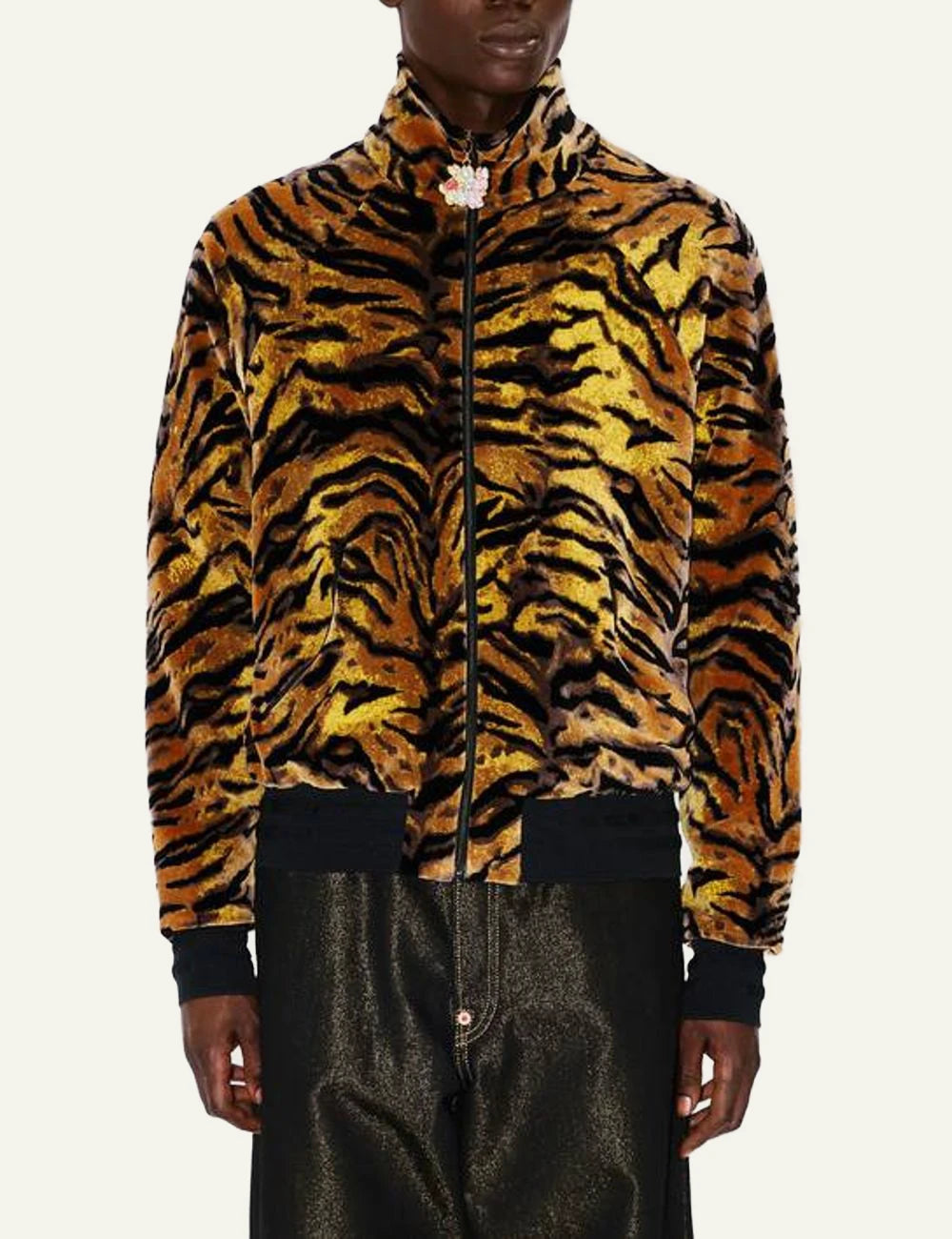 Kenzo tiger track jacket velvet jacquard front model view