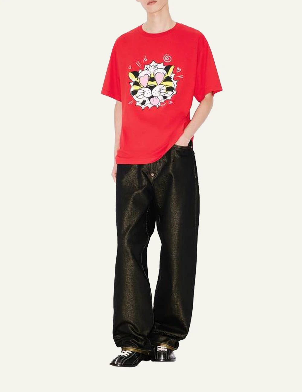 andriko Kenzo Wild Tiger oversized t-shirt cherry red cotton full look graphic print