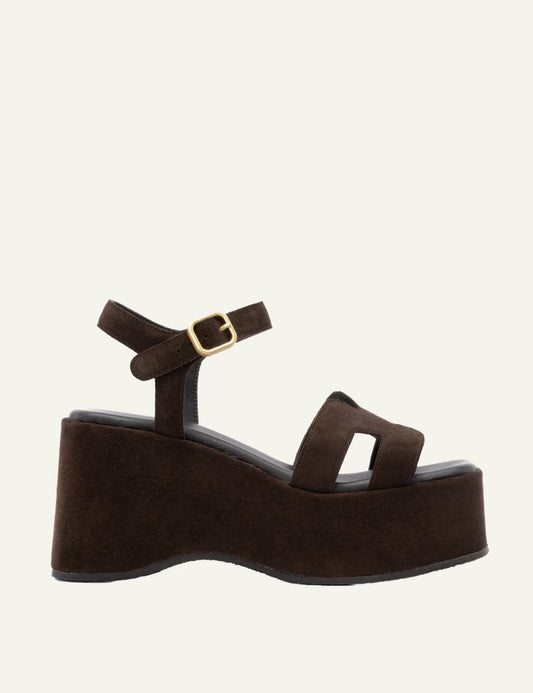 komis komis e206 platform sandals ebano suede ankle strap side view