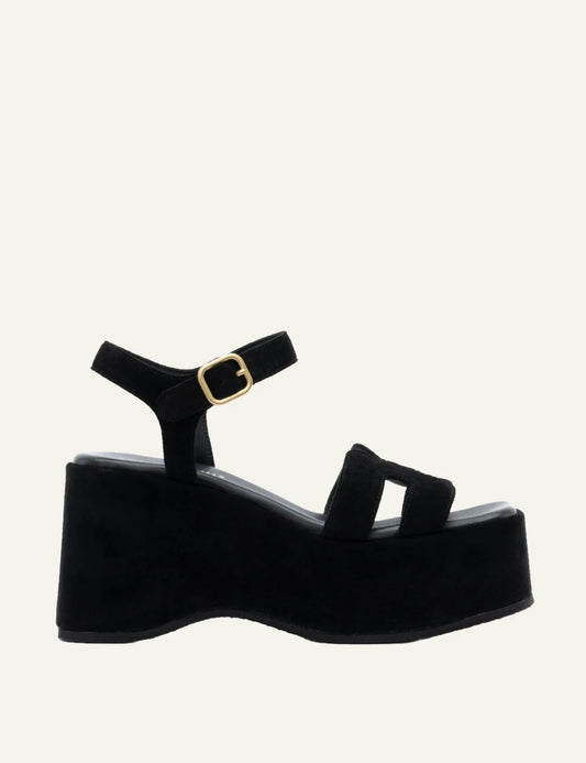 komis komis e206 platform sandals nero suede ankle strap side view
