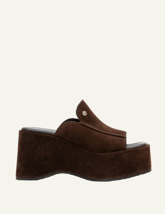 komis komis e212 platform sandals ebano suede flatform side view