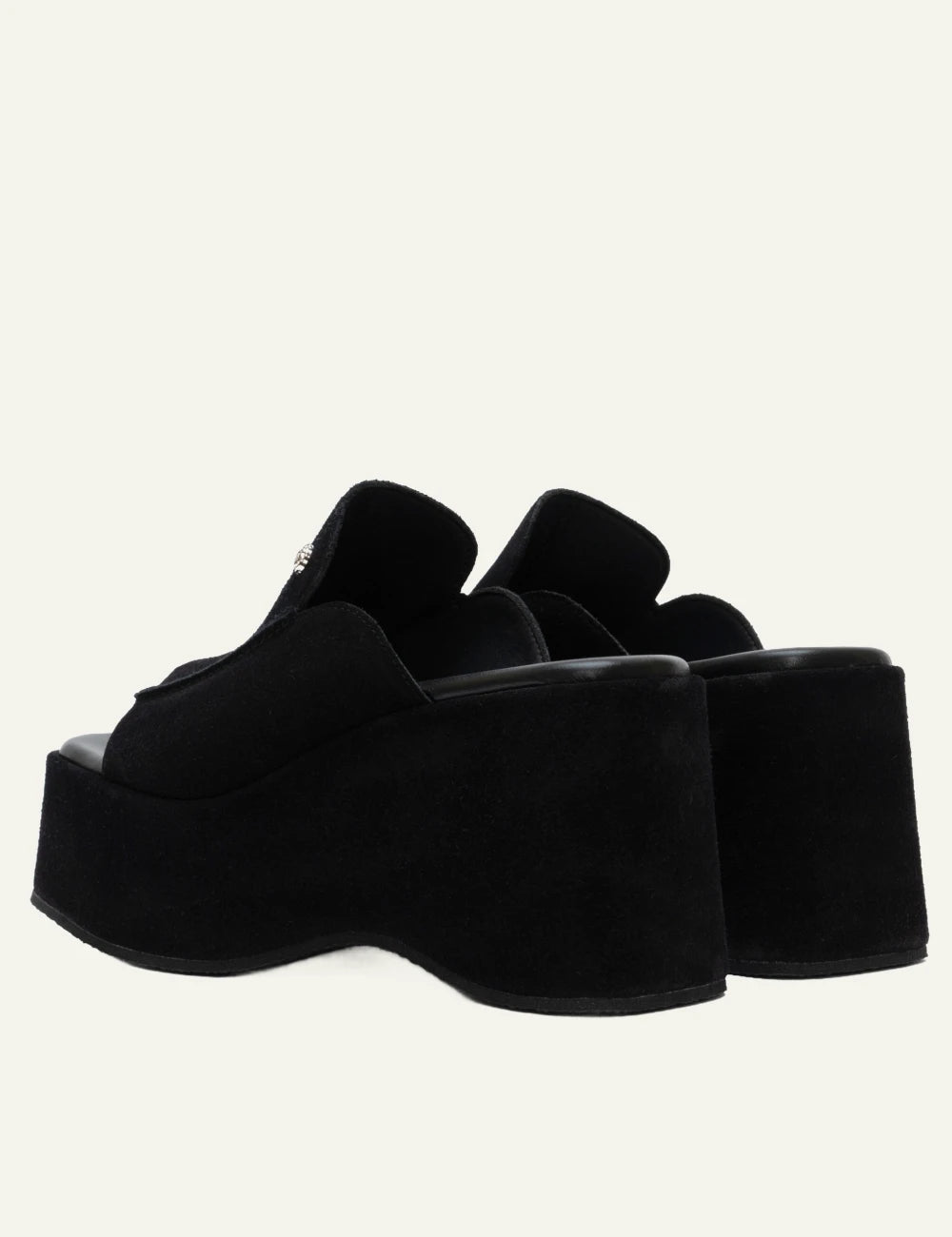 komis komis e212 platform sandals nero suede flatform back view
