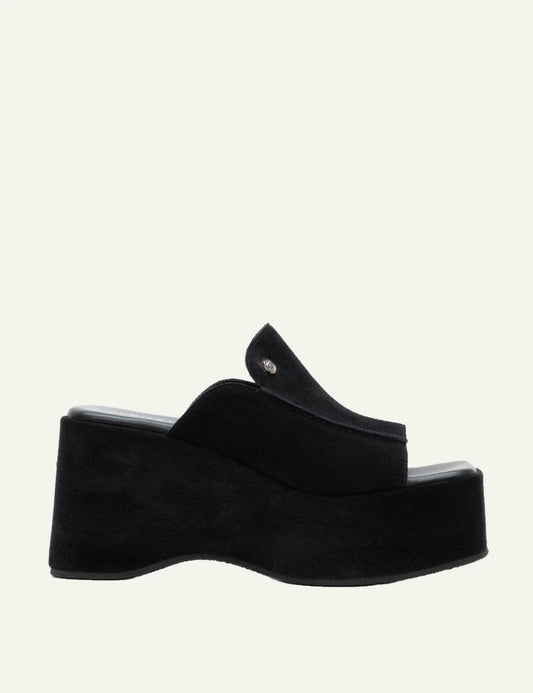 komis komis e212 platform sandals nero suede flatform side view
