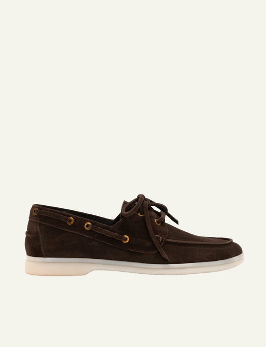 Komis & Komis suede loafers ebano white rubber sole front view
